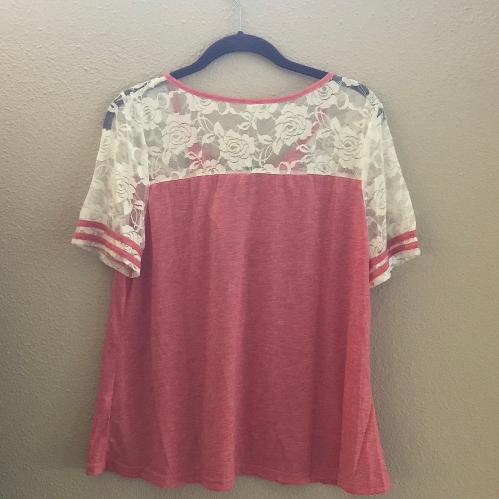 NWT Dressfo Pink & White Lace Top (Size XXL) - Picture 10 of 16